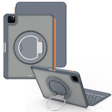 iPad 2022/2025/Air 11 2024/2025 TU3607 Bakgrunnsbelyst magnetisk tastaturveske med 360-graders roterende stativ Grå