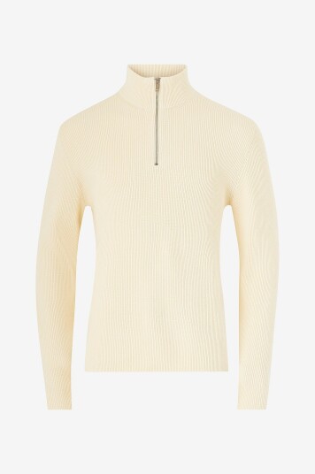 Lindbergh Genser Half Zip Rib Knit Hvit
