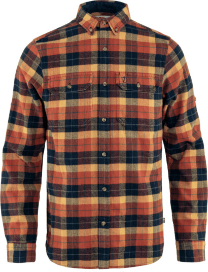 Fjellreven Men's Singi Heavy Flannel Shirt XXL , Autumn Leaf-Dark Navy