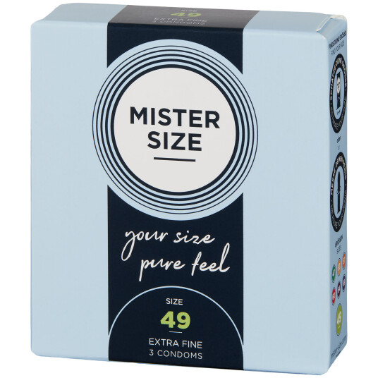 Mister Size PureFeel Kondomer 3 stk      - Klar - 49 mm
