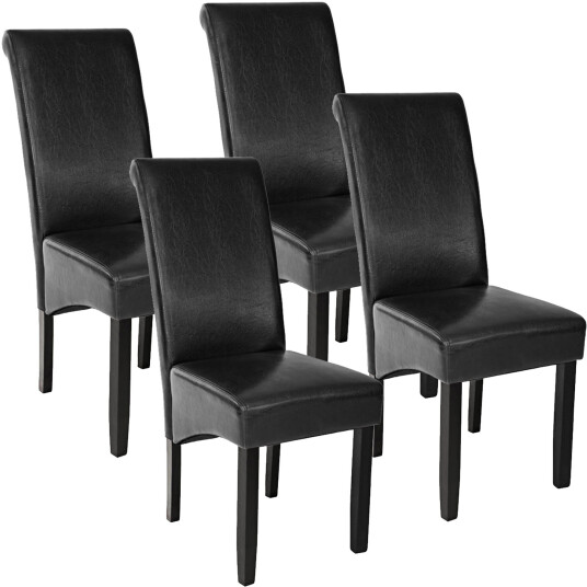 tectake 4 spisestuestoler ergonomisk - svart