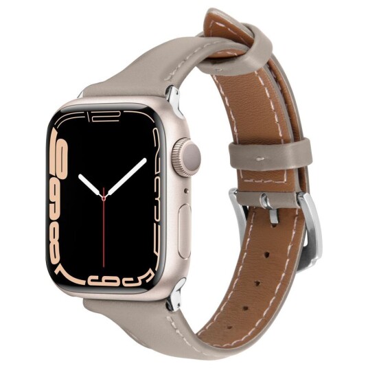 Cyrill Apple Watch (38-41mm) Cyrill Reim i Ekte Skinn - Klassisk Utseende - Lysegrå