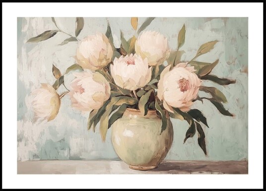 Peonies Flower Still Life Plakat Plakat / 40x50cm