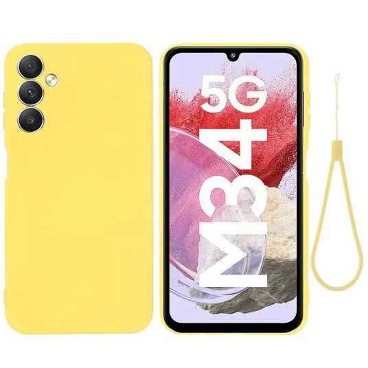 INCOVER Samsung Galaxy M34 (5G) / F34 (5G) Liquid Silikon Deksel med Stropp - Gul