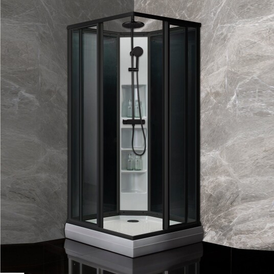 Sanipro Classic Black Dusjkabinett 90x90 - Svart Matt - firkantet