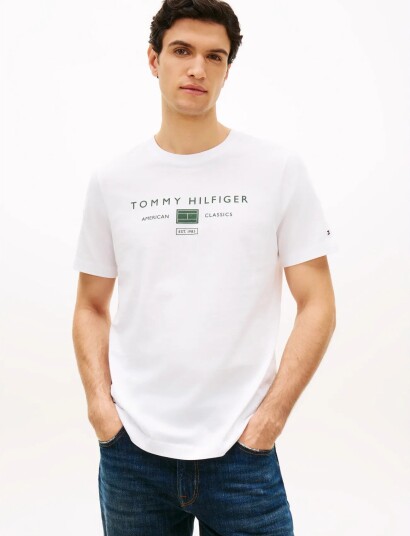 Tommy Hilfiger Brand Love Mono Stack Tee White S Tommy Hilfiger Brand Love Mono Stack Tee White S