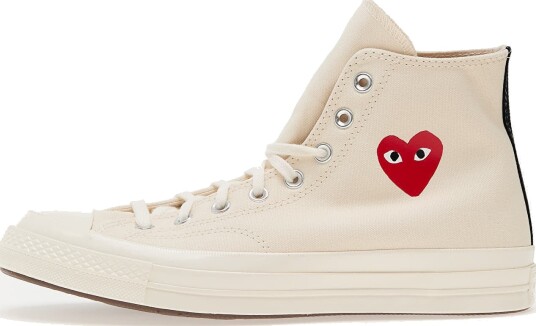 Comme des Garçons Play Converse Blue High Top Sneakers Cream 43 Comme des Garçons Play Converse Blue High Top Sneakers Cream 43