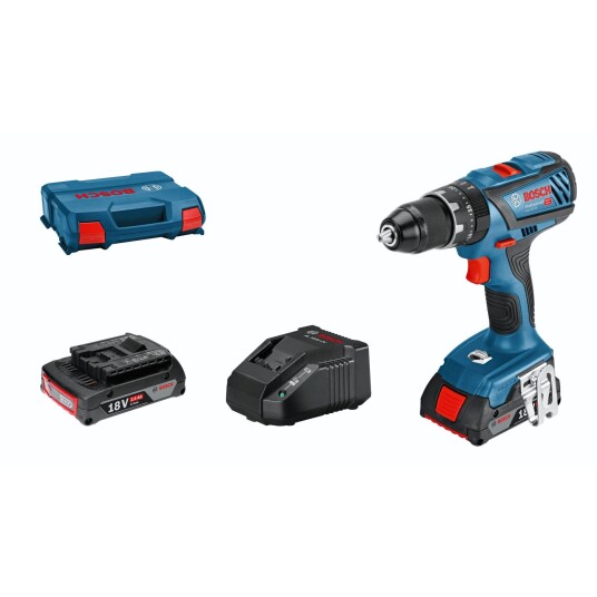 Bosch GSB 18V-28 Slagdrill 18V Med 2x2.0Ah batterier L-Boxx Bosch GSB 18V-28 Slagdrill 18V Med 2x2.0Ah batterier L-Boxx