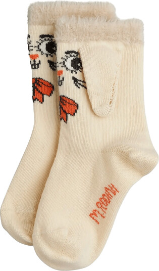 Mini Rodini Rabbit 1 Pack Ear Socks Cream 13/15