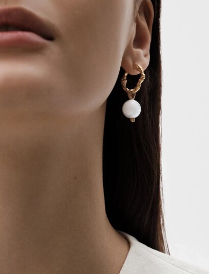 Kalevala Itu Charm Glass Pearl Silver Gold Plated   White   ONE SIZE