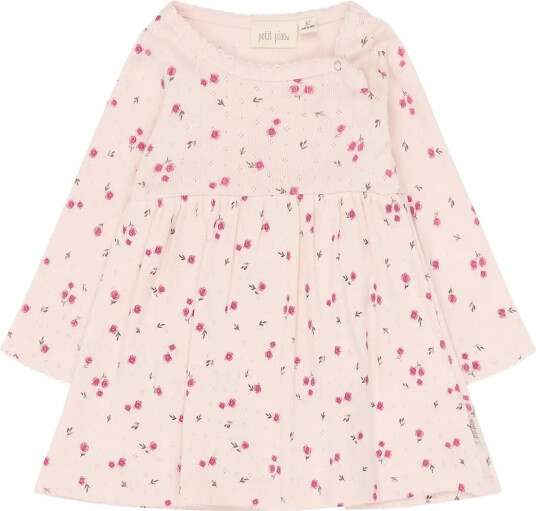Petit Piao Ppdio L_S Body Dress Fold Pointelle Pink 50
