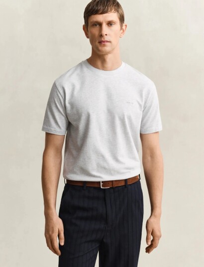 GANT 2 Tone Pique Ss Tshirt   Grey   XXL