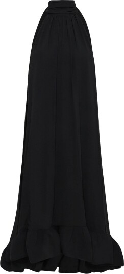 Malina Sabrina Halterneck Ruffled Midi Dress   Black   34