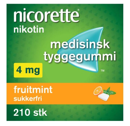 Nicorette Tyggegummi 4mg Fruitmint 210 ENPAC Nicorette Tyggegummi 4mg Fruitmint 210 ENPAC