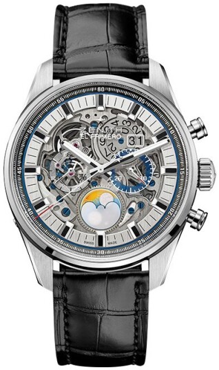 Zenith Herreklokke 03.2530.4047 78.C813 El Primero Sølvfarget/Lær