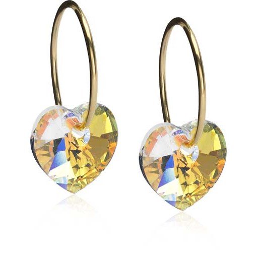 Blomdahl Golden Titanium Ear Ring 14 mm Heart 10 mm Rainbow Rainbow