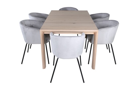 Venture Home Slider Matgruppe Forlengningsbar 170 cm Rektangulær med 6 Berit stoler Sort