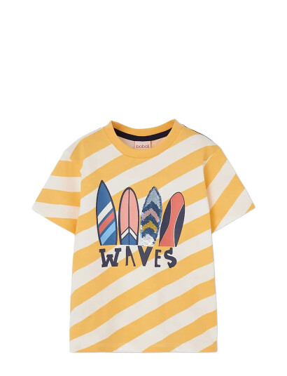 Boboli Knit T Shirt Striped For Boy  Bci Yellow 92