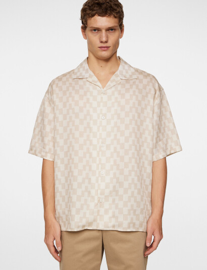 J. Lindeberg Ellis Stack Bridge Print Shirt - Beige - L J. Lindeberg Ellis Stack Bridge Print Shirt - Beige - L
