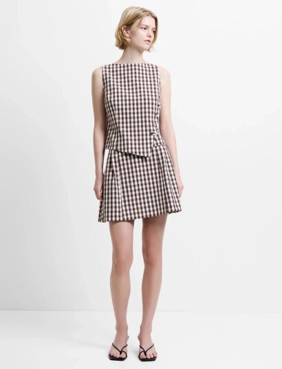 French Connection Lexi Suiting Asymmetric Top Brown 42