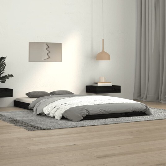 vidaXL Sengeramme svart 100x200 cm heltre furu 8720845639839