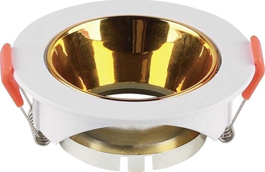 V Tac GU10 innfellingsspot Rund hvit/gull PC plast Hull: Ø7,2 cm Mål: Ø8,5 cm uten lyskilde
