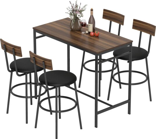Barbordsett 5 deler industridesign tre og stål