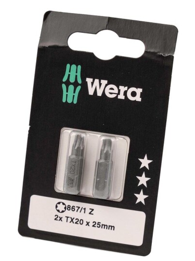 Wera 2-Pakning TX20 25mm Bitsskrutrekkere for Elektroverktøy