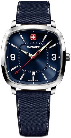Wenger Herreklokke 01.1921.109 Vintage Blå/Lær