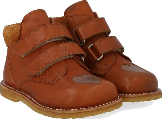 ANGULUS Booties Flat With Velcro Brown 22