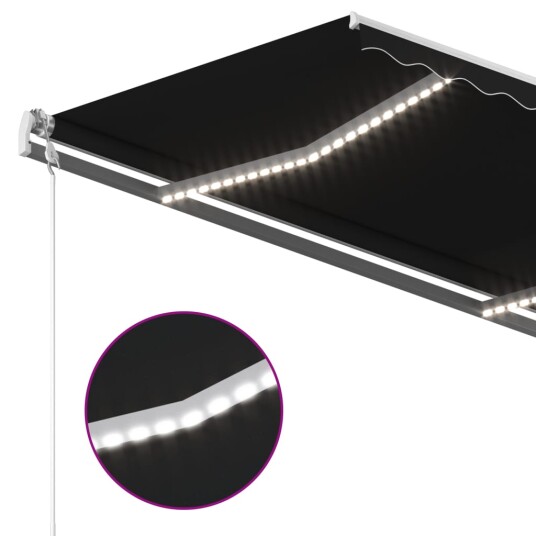 vidaXL Automatisk markise med LED og vindsensor 300x250 cm antrasitt