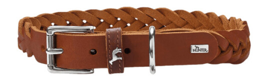 Hunter Hundehalsbånd i Lær Cognac 50cm S-M