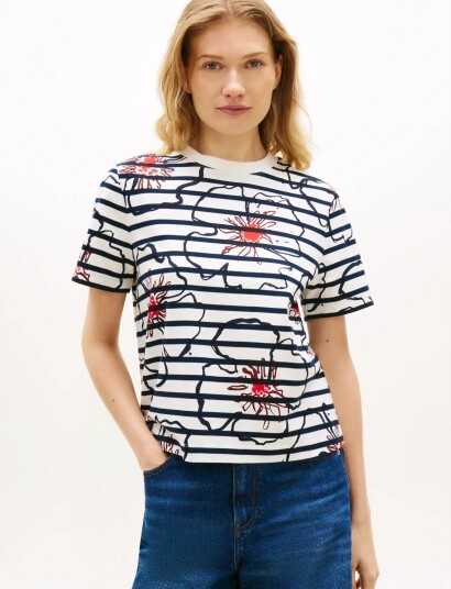 Tommy Hilfiger Flower Graphic Reg C Nk Ss Tee White XL