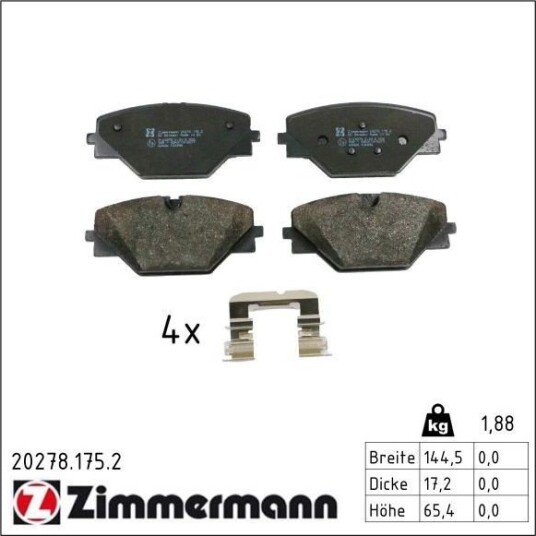 Bremseklosser ZIMMERMANN 20278.175.2 Bremseklosser ZIMMERMANN 20278.175.2