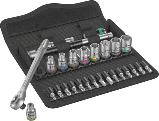 Wera 8100 SA 7 1/4" Pipenøkkelsett med 28 Deler og Skrallehåndtak