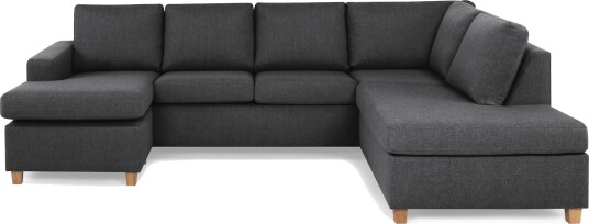 Crazy 4 seters Høyrevendt U formet Large Sofa med Divan og Sjeselong i Stoff Mørk grå