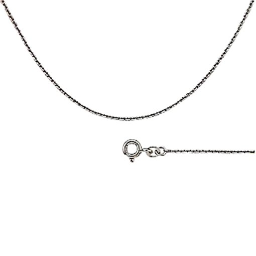 Rund anker veneziansk kjede i 585 hvitt gull 1,3 mm, 36 cm