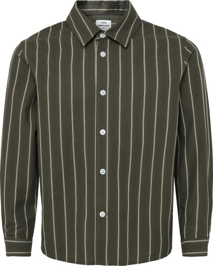 Mads Nørgaard Oxford Svante Stripe Shirt - TURKISH COFFEE/SKY CAPTAIN - 104
