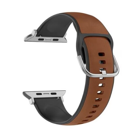 Beline Apple Watch Strap Silico Leather 42/44/45/49 mm brun-svart / brun-svart boks