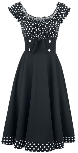 Belsira Rockabilly Middellang kjole Schulterfreies Swing-Kleid XS til XXL Damer svart-hvit Belsira Rockabilly Middellang kjole Schulterfreies Swing-Kleid XS til XXL Damer svart-hvit