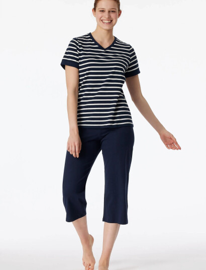 Schiesser Pyjama Long - Navy - XXXL