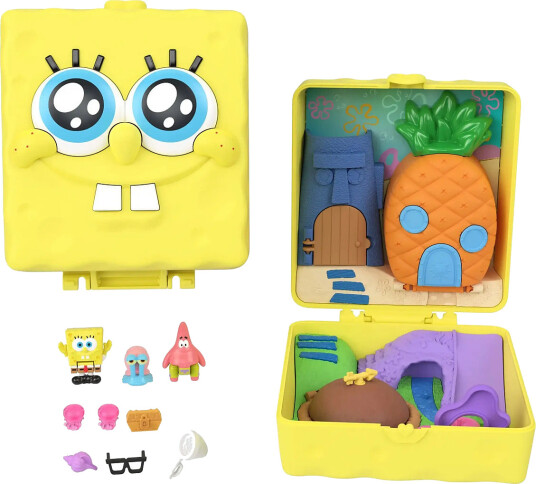 Polly Pocket Micro Dolls And Playset Spongebob Partnership Compact With Patrick Doll 7 Accessories Yellow One Size