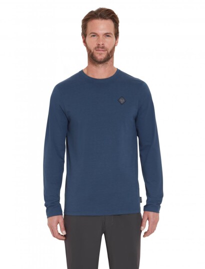 Rab  Basecamp Logo Badge Ls Tee Longsleeve Herre Bomull Tmb Tempest Blue XL