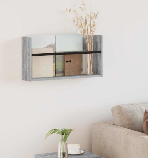 vidaXL Magasinreol med hylle Grå Sonoma 60 x 12 x 30 cm Konstruert tre vidaXL Magasinreol med hylle Grå Sonoma 60 x 12 x 30 cm Konstruert tre