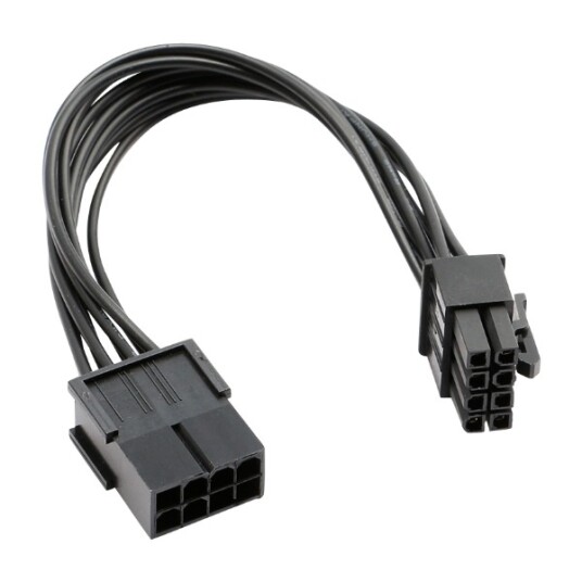 Eletra PCIE 8PIN Hunn – 8PIN Hann 15CM strømkabel svart