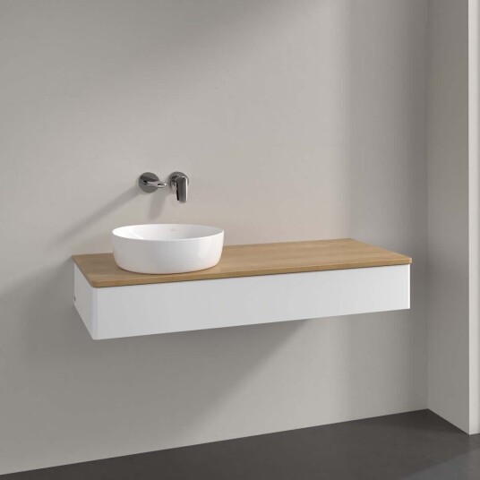 Villeroy & Boch Antao Servantskap med 1 skuff 120x50x19 cm m/lys Hvit Matt/Eik Villeroy & Boch Antao Servantskap med 1 skuff 120x50x19 cm m/lys Hvit Matt/Eik