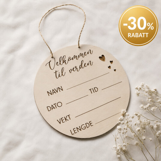 Velkommen Til Verden Fødselsskilt / Milestone Milepæl 16,5cm