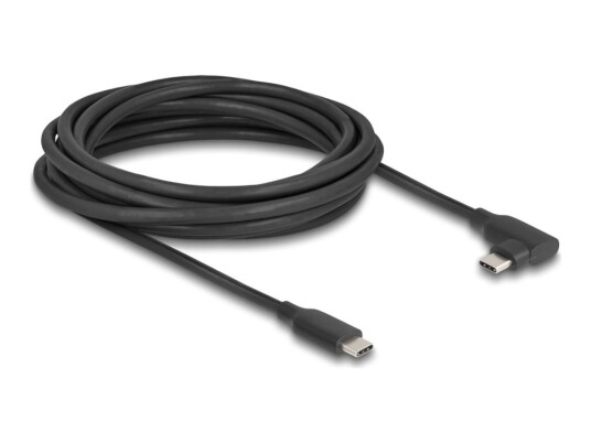 Delock Usb-Kabel 24 Pin Usb-C Hann Rett Til 24 Pin Usb-C Hann Venstre/Høyre-Vinklet 3 A 5 M Aktiv E-Marker Up To 10 Gbps Data Transfer Rate Usb Power Delivery 60W 8K 60Hz Støtte Svart
