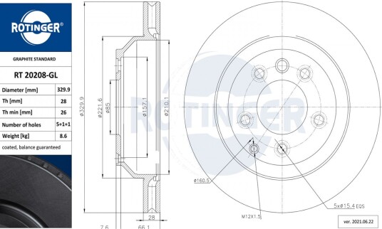 Bremseskive ROTINGER RT 20208-GL