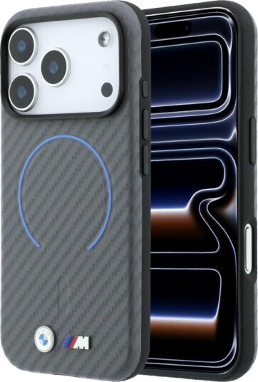 BMW M MagSafe-etui med karbonmønster for iPhone 18 Pro / 17 Pro – grå